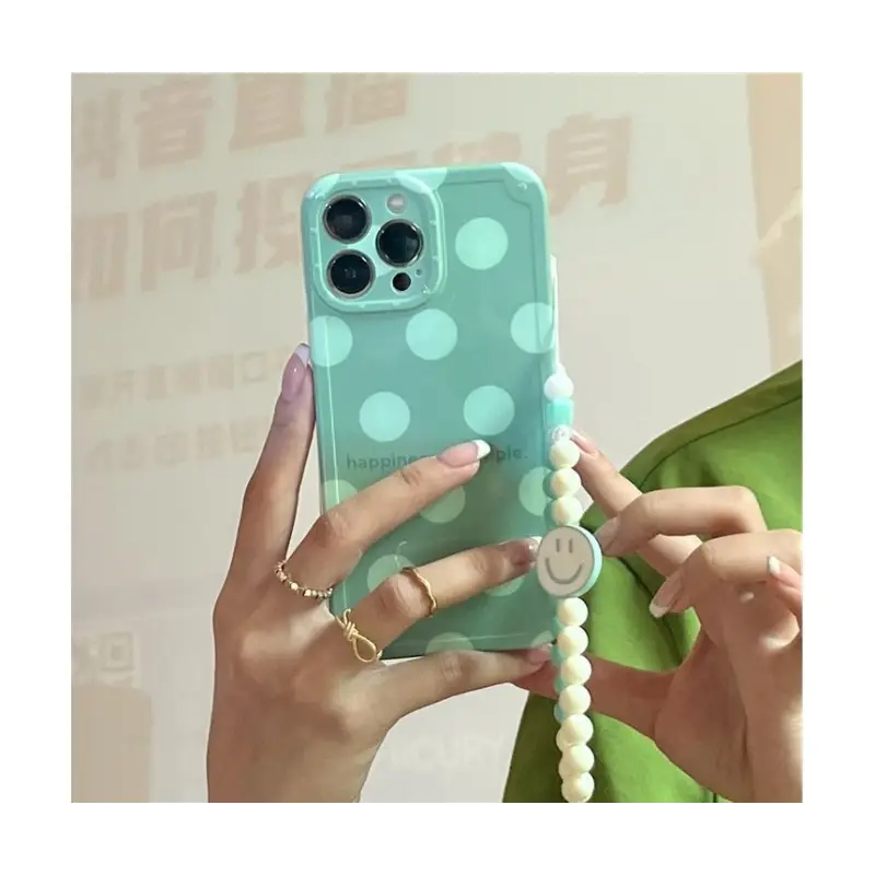 Polka Dot Smiley Chain Phone Case - iPhone 13 Pro Max / 13 