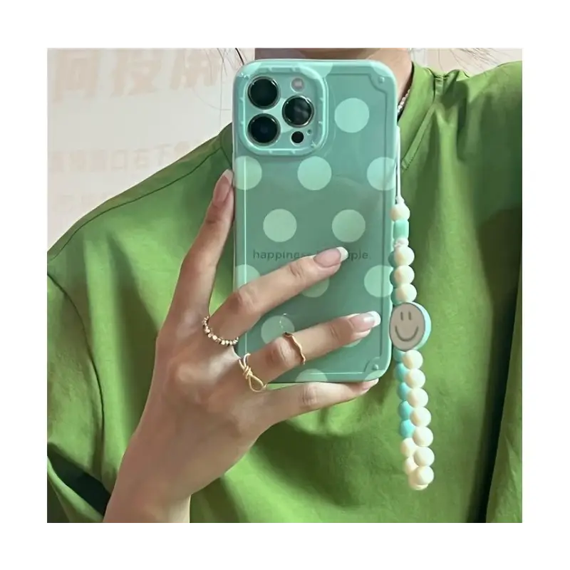 Polka Dot Smiley Chain Phone Case - iPhone 13 Pro Max / 13 