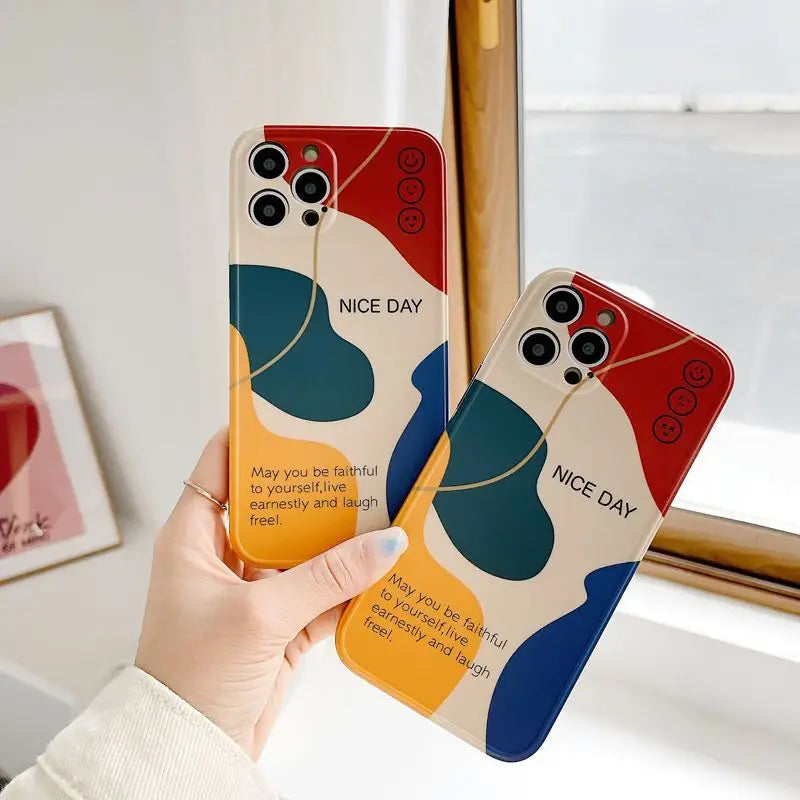 Print Lettering Phone Case - iPhone 12 Pro Max / 12 Pro / 12 / 12 mini / 11 Pro Max / 11 Pro / 11 / SE / XS Max / XS / XR / X / SE 2 / 8 / 8 Plus / 7 / 7 Plus-8