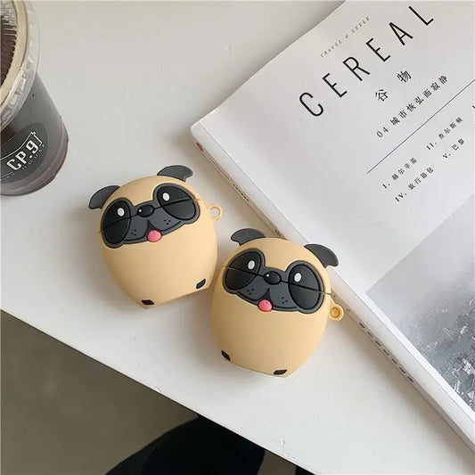 Pug-Shaped Silicone AirPods Protection Cover-1