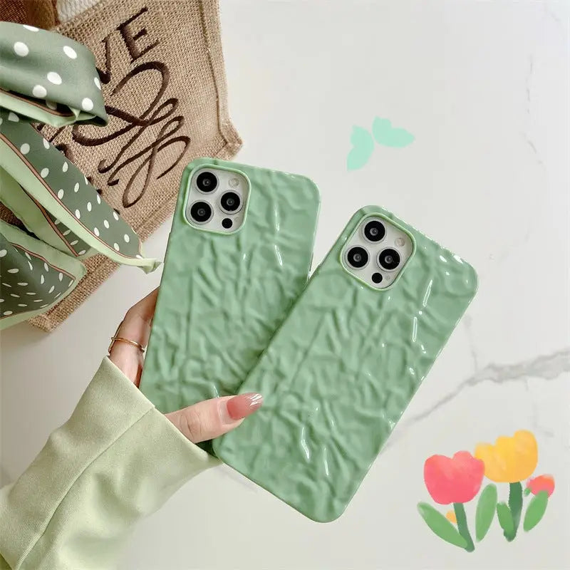 Pure Green Pleated iPhone Case BP273 - iphone case