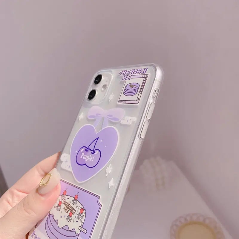 Purple Cherry iPhone Case W041 - iphone case
