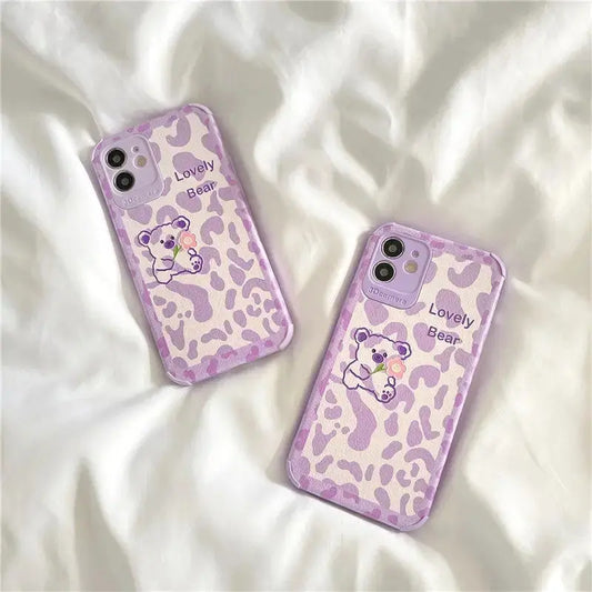 Purple Leopard Print Lovely Bear iPhone Case BP125 - iphone 