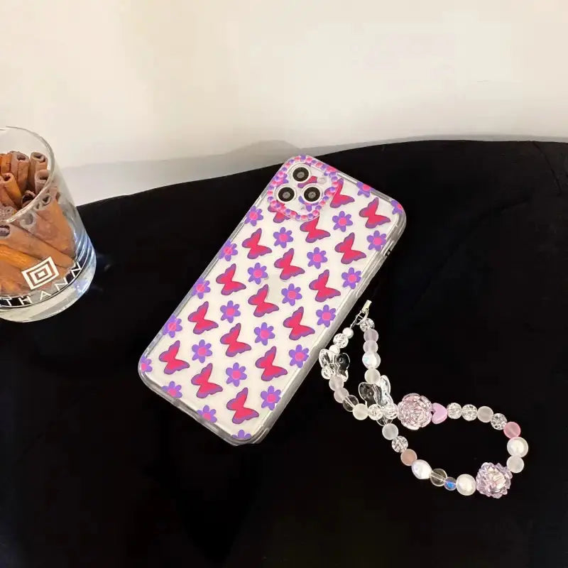Purple Pink Butterfly Chain iPhone Case B005 - iphone case