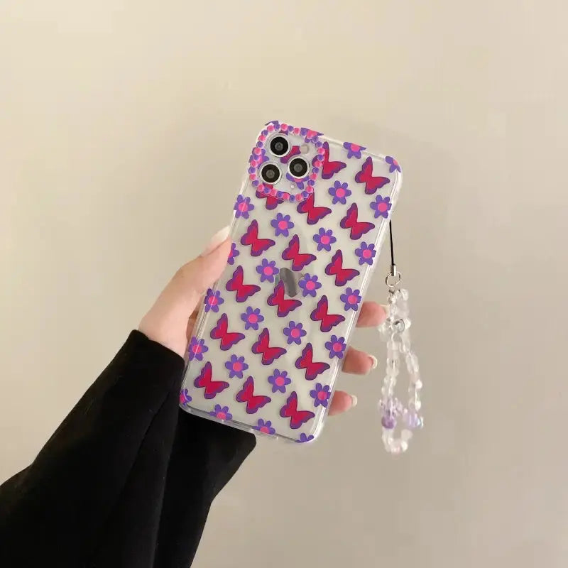 Purple Pink Butterfly Chain iPhone Case B005 - iphone case