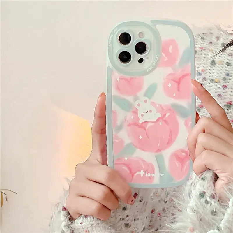 Rabbit Flower Phone Case - iPhone 13 Pro Max / 13 Pro / 13 /