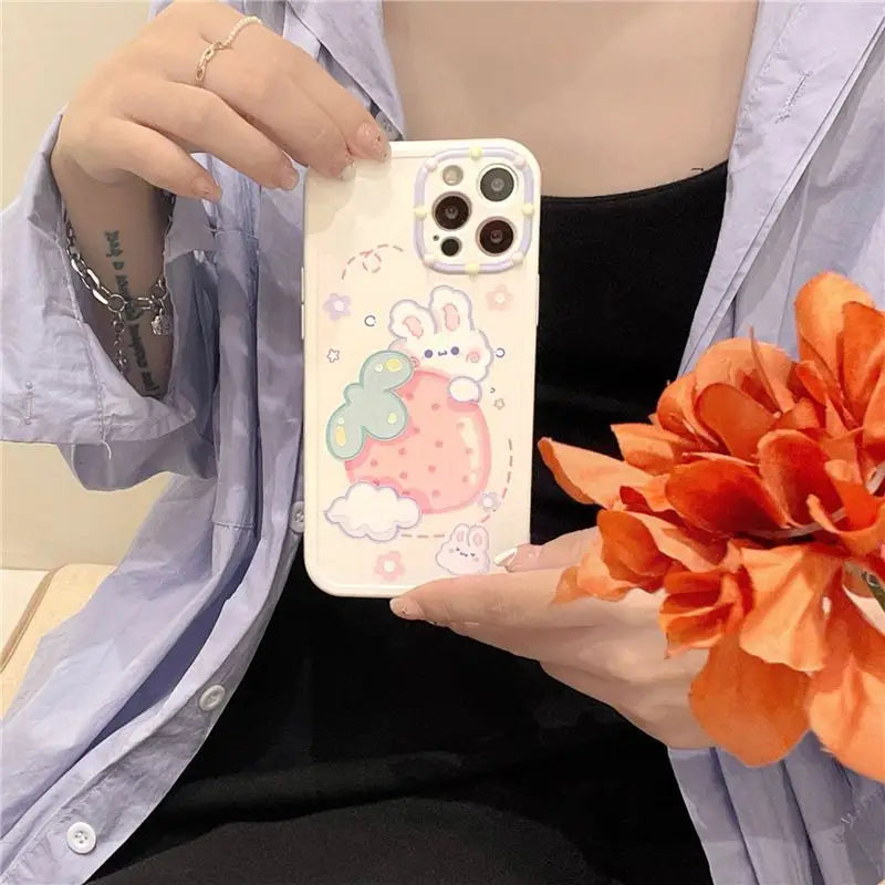 Rabbit Print Phone Case - iPhone 12 Pro Max / 12 Pro / 12 / 11 Pro Max / 11 Pro / 11 / Xs Max / Xr / Xs / X / 8 Plus / 7 Plus / 8 / 7 / Se 2-3