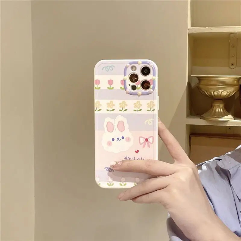 Rabbit Print Phone Case - iPhone 12 Pro Max / 12 Pro / 12 / 11 Pro Max / 11 Pro / 11 / Xs Max / Xr / Xs / X / 8 Plus / 7 Plus / 8 / 7 / Se 2-7