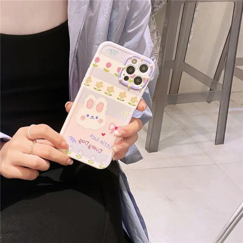 Rabbit Print Phone Case - iPhone 12 Pro Max / 12 Pro / 12 / 11 Pro Max / 11 Pro / 11 / Xs Max / Xr / Xs / X / 8 Plus / 7 Plus / 8 / 7 / Se 2-4