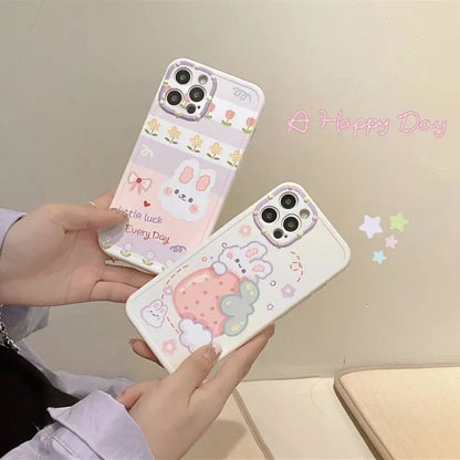 Rabbit Print Phone Case - iPhone 12 Pro Max / 12 Pro / 12 / 11 Pro Max / 11 Pro / 11 / Xs Max / Xr / Xs / X / 8 Plus / 7 Plus / 8 / 7 / Se 2-5