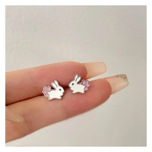 Rabbit Stud Earring E843 - Silver / One Size - Fancy 