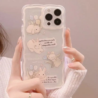 Rabbit Transparent Phone Case - iPhone 7 / 8 / SE / 7 Plus / 8 Plus / X / XS / XS Max / XR / 11 / 11 Pro / 11 Pro Max / 12 mini / 12 / 12 Pro / 12 Pro Max / 13 mini / 13 / 13 Pro / 13 Pro Max-11