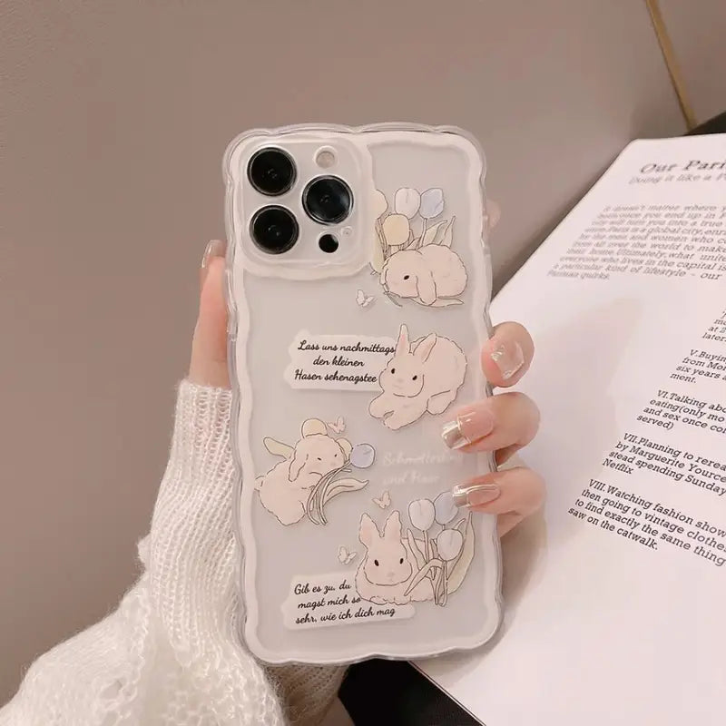 Rabbit Transparent Phone Case - iPhone 7 / 8 / SE / 7 Plus / 8 Plus / X / XS / XS Max / XR / 11 / 11 Pro / 11 Pro Max / 12 mini / 12 / 12 Pro / 12 Pro Max / 13 mini / 13 / 13 Pro / 13 Pro Max-2