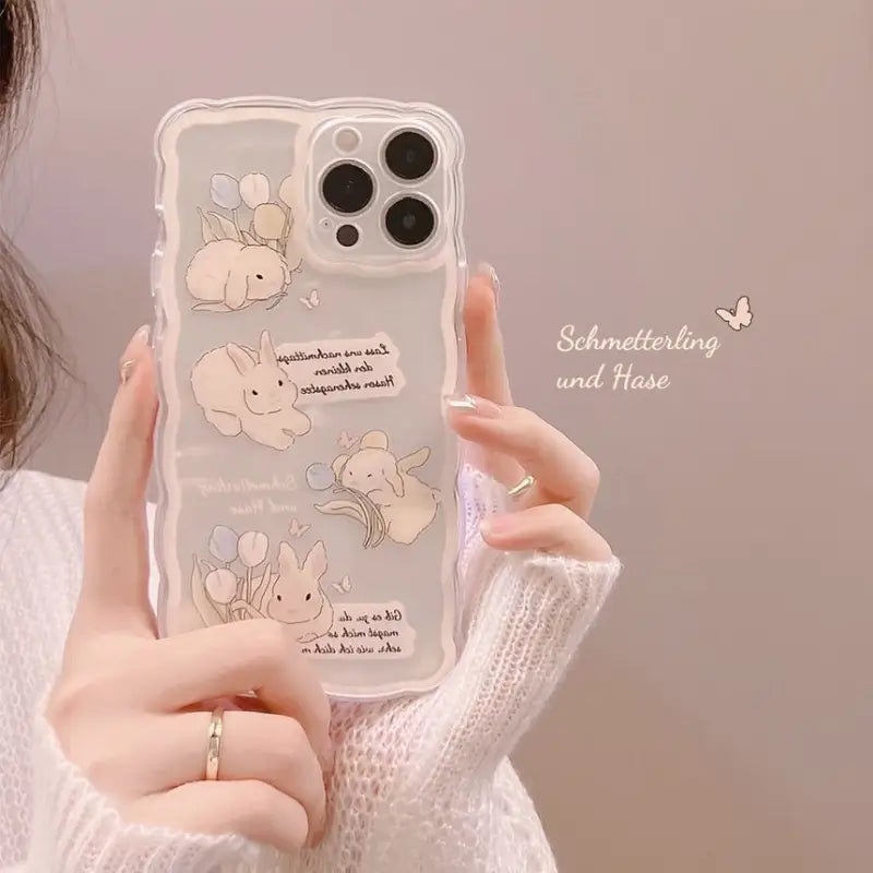 Rabbit Transparent Phone Case - iPhone 7 / 8 / SE / 7 Plus / 8 Plus / X / XS / XS Max / XR / 11 / 11 Pro / 11 Pro Max / 12 mini / 12 / 12 Pro / 12 Pro Max / 13 mini / 13 / 13 Pro / 13 Pro Max-4