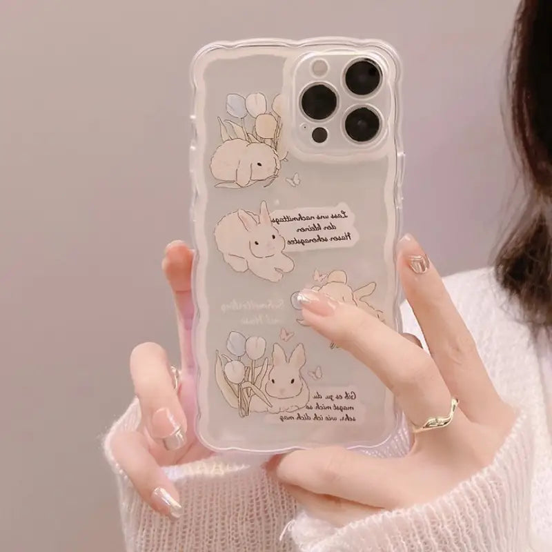 Rabbit Transparent Phone Case - iPhone 7 / 8 / SE / 7 Plus / 8 Plus / X / XS / XS Max / XR / 11 / 11 Pro / 11 Pro Max / 12 mini / 12 / 12 Pro / 12 Pro Max / 13 mini / 13 / 13 Pro / 13 Pro Max-8