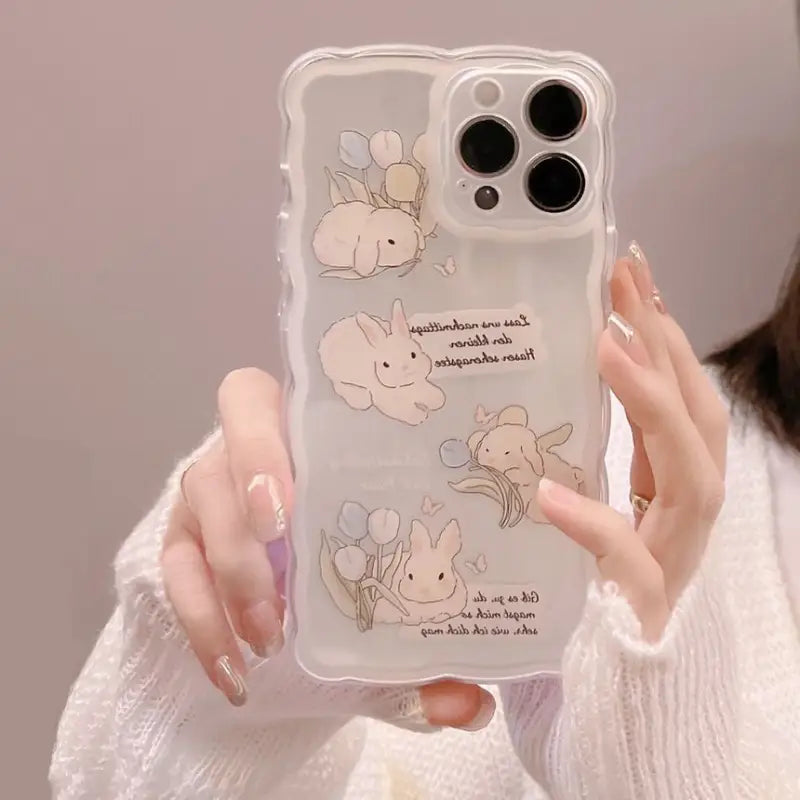 Rabbit Transparent Phone Case - iPhone 7 / 8 / SE / 7 Plus / 8 Plus / X / XS / XS Max / XR / 11 / 11 Pro / 11 Pro Max / 12 mini / 12 / 12 Pro / 12 Pro Max / 13 mini / 13 / 13 Pro / 13 Pro Max-20