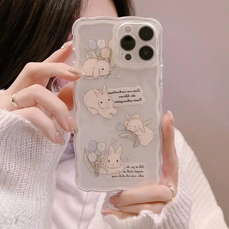 Rabbit Transparent Phone Case - iPhone 7 / 8 / SE / 7 Plus / 8 Plus / X / XS / XS Max / XR / 11 / 11 Pro / 11 Pro Max / 12 mini / 12 / 12 Pro / 12 Pro Max / 13 mini / 13 / 13 Pro / 13 Pro Max-6