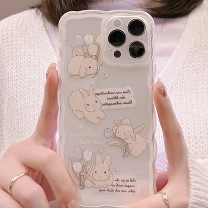 Rabbit Transparent Phone Case - iPhone 7 / 8 / SE / 7 Plus / 8 Plus / X / XS / XS Max / XR / 11 / 11 Pro / 11 Pro Max / 12 mini / 12 / 12 Pro / 12 Pro Max / 13 mini / 13 / 13 Pro / 13 Pro Max-12