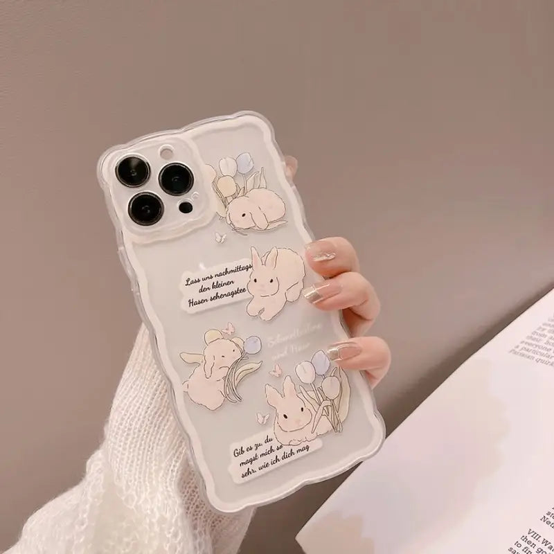 Rabbit Transparent Phone Case - iPhone 7 / 8 / SE / 7 Plus / 8 Plus / X / XS / XS Max / XR / 11 / 11 Pro / 11 Pro Max / 12 mini / 12 / 12 Pro / 12 Pro Max / 13 mini / 13 / 13 Pro / 13 Pro Max-9