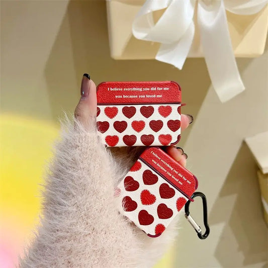 Red Heart Pattern AirPods Earphone Case Skin-1