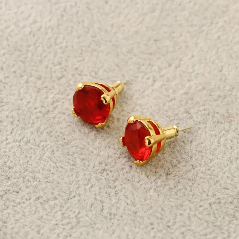 Rhinestone Alloy Earring W372 - Red / One Size - Fancy 