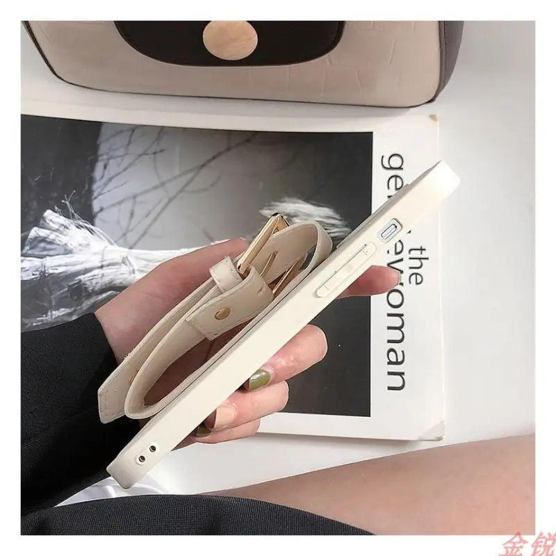 Rhinestone Faux Leather Hand Strap Phone Case - iPhone 13 Pro Max / 13 Pro / 13 / 13 mini / 12 Pro Max / 12 Pro / 12 / 12 mini / 11 Pro Max / 11 Pro / 11 / SE / XS Max / XS / XR / X / SE 2 / 8 / 8 Plus / 7 / 7 Plus-2