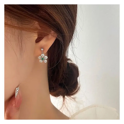 Rhinestone Floral Drop Earring E852 - Fancy Earrings