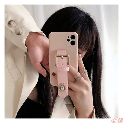 Rhinestone Hand Strap Phone Case - Huawei / Honor-15