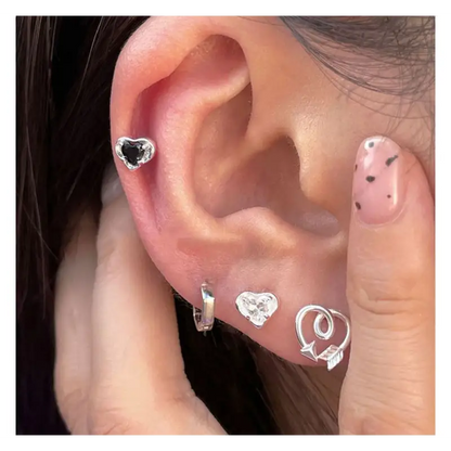 Rhinestone Heart Stud Earring E868 - Fancy Earrings