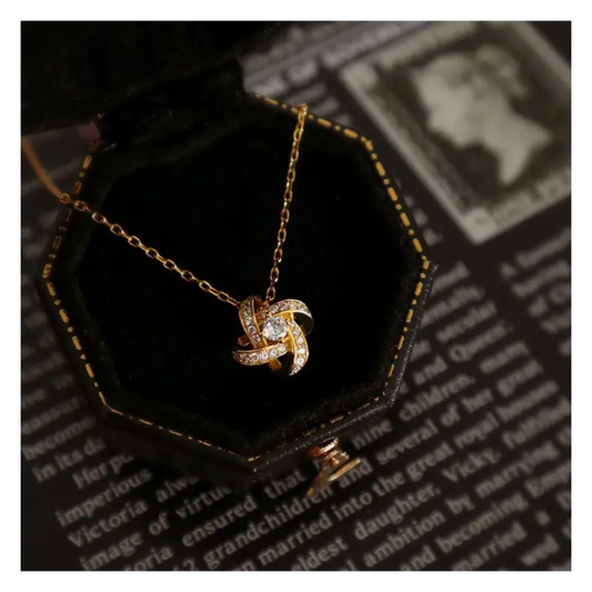 Rhinestone Knot Necklace E850 - Gold / One Size - Neck 