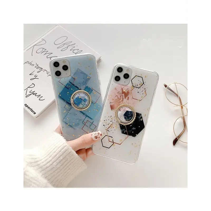 Ring Stand Gold Leaf Phone Case - iPhone 13 Pro Max / 13 Pro / 13 / 12 Pro Max / 12 Pro / 12 / 11 Pro Max / 11 Pro / 11 / XS Max / XR / XS / X / 8 Plus / 7 Plus / 8 / 7-26
