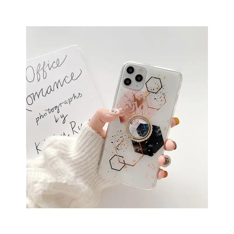 Ring Stand Gold Leaf Phone Case - iPhone 13 Pro Max / 13 Pro / 13 / 12 Pro Max / 12 Pro / 12 / 11 Pro Max / 11 Pro / 11 / XS Max / XR / XS / X / 8 Plus / 7 Plus / 8 / 7-4