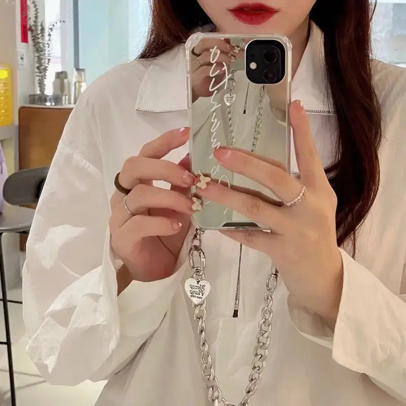 Romantic Chain Silver Mirror iPhone Case B006 - iphone case