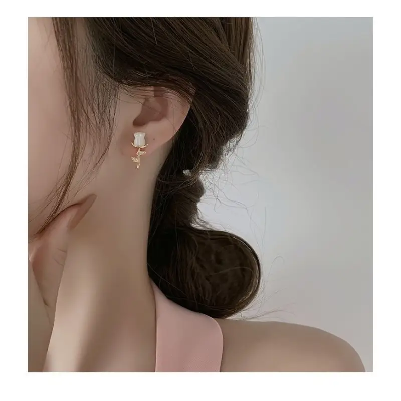 Rose Alloy Dangle Earring WD194 - Gold / One Size - Fancy 