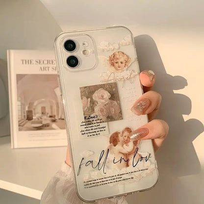 Rose Angel Transparent Phone Case - iPhone 12 Pro Max / 12 Pro / 12 / 12 mini / 11 Pro Max / 11 Pro / 11 / SE / XS Max / XS / XR / X / SE 2 / 8 / 8 Plus / 7 / 7 Plus-9