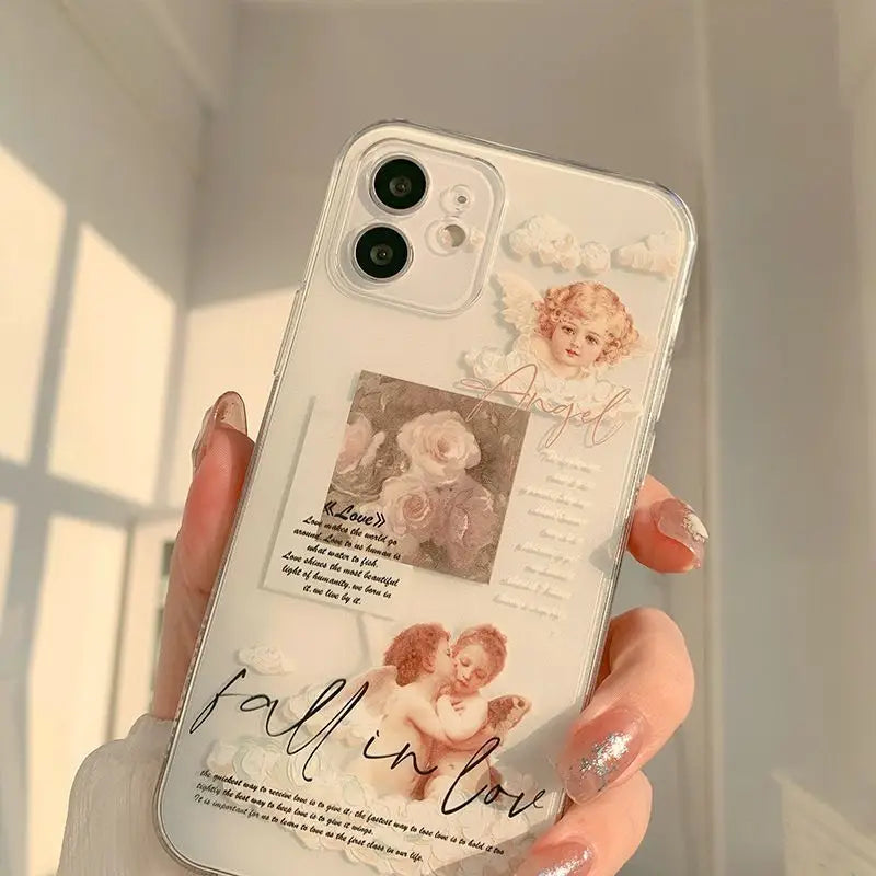 Rose Angel Transparent Phone Case - iPhone 12 Pro Max / 12 Pro / 12 / 12 mini / 11 Pro Max / 11 Pro / 11 / SE / XS Max / XS / XR / X / SE 2 / 8 / 8 Plus / 7 / 7 Plus-12