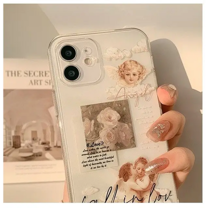 Rose Angel Transparent Phone Case - iPhone 12 Pro Max / 12 Pro / 12 / 12 mini / 11 Pro Max / 11 Pro / 11 / SE / XS Max / XS / XR / X / SE 2 / 8 / 8 Plus / 7 / 7 Plus-6