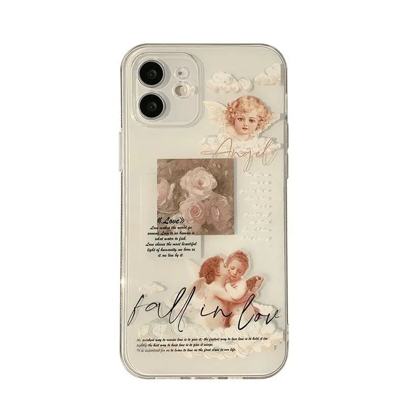 Rose Angel Transparent Phone Case - iPhone 12 Pro Max / 12 Pro / 12 / 12 mini / 11 Pro Max / 11 Pro / 11 / SE / XS Max / XS / XR / X / SE 2 / 8 / 8 Plus / 7 / 7 Plus-4