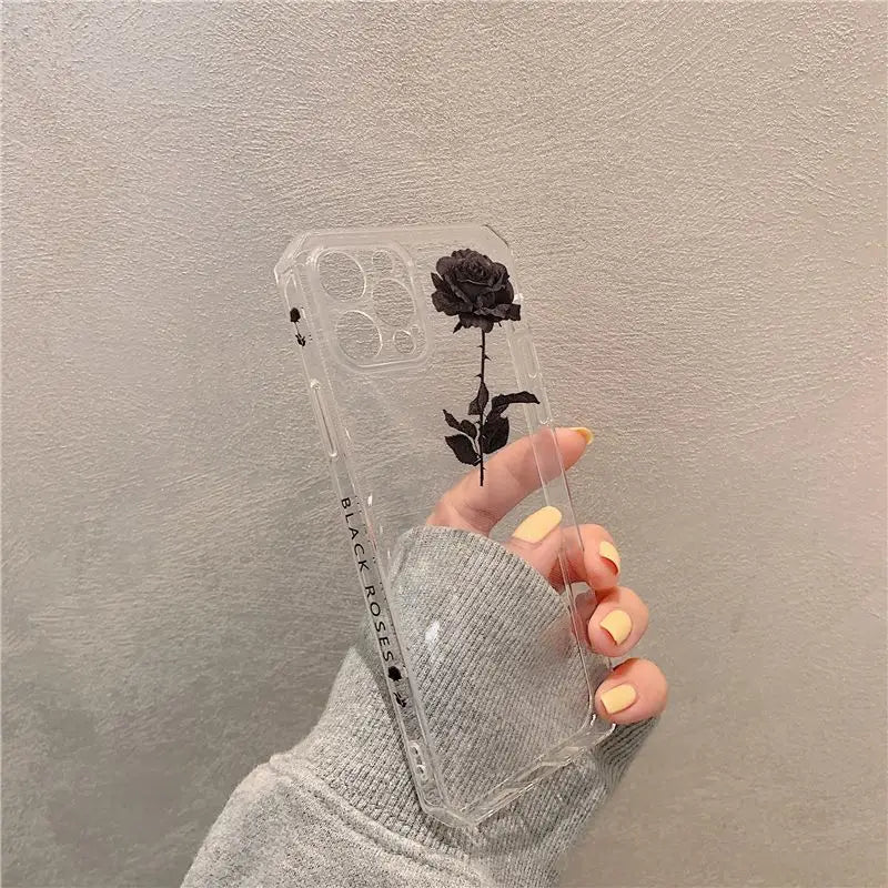 Rose Print Transparent Phone Case - iPhone 12 Pro Max / 12 