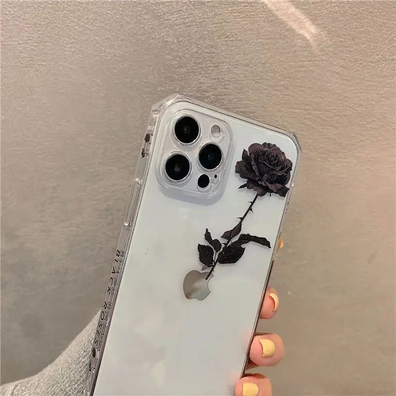 Rose Print Transparent Phone Case - iPhone 12 Pro Max / 12 