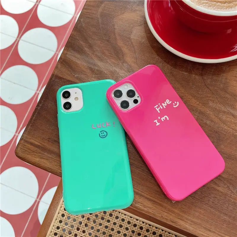 Rose Red/Green Letters Printing iPhone Case BP179 - iphone 