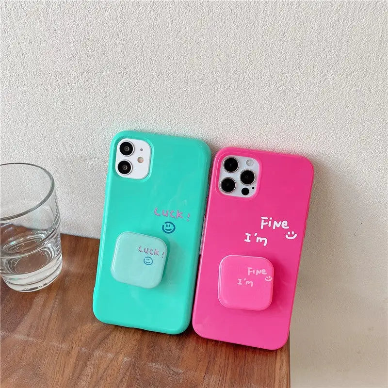 Rose Red/Green Letters Printing iPhone Case BP179 - iphone 