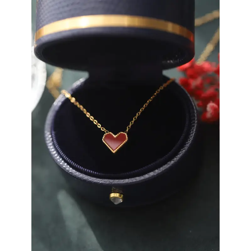 Ruby Heart Necklace LIN52 - Heart (no box)
