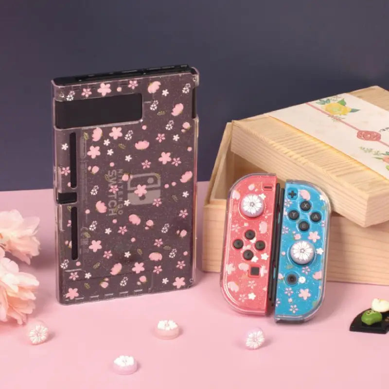 Sakura Print Transparent Nintendo Switch Protective Case Cover-1