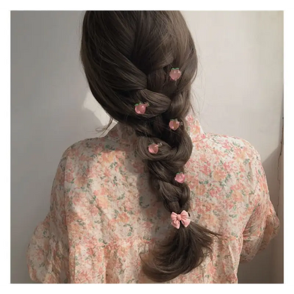 Set of 5: Bow / Flower / Heart / Peach Hair Clip E816 - Hair