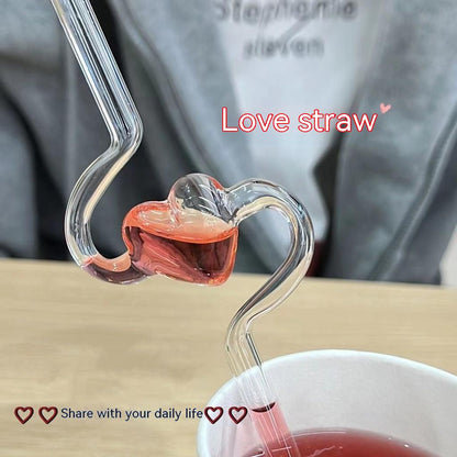 Love Shaped Glass Straw W382 Wonderland Case