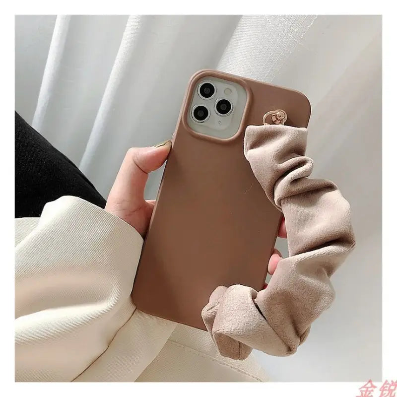 Shirred Fabric Hand Strap Phone Case - iPhone 13 Pro Max / 13 Pro / 13 / 13 mini / 12 Pro Max / 12 Pro / 12 / 12 mini / 11 Pro Max / 11 Pro / 11 / SE / XS Max / XS / XR / X / SE 2 / 8 / 8 Plus / 7 / 7 Plus  / 6 / 6 Plus-13