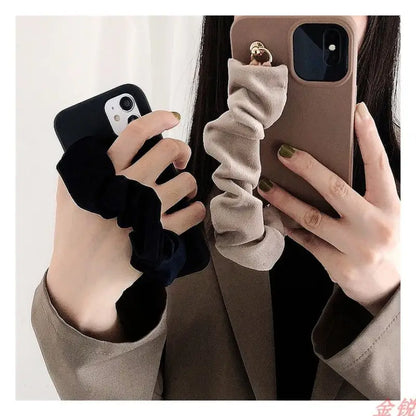 Shirred Fabric Hand Strap Phone Case - iPhone 13 Pro Max / 13 Pro / 13 / 13 mini / 12 Pro Max / 12 Pro / 12 / 12 mini / 11 Pro Max / 11 Pro / 11 / SE / XS Max / XS / XR / X / SE 2 / 8 / 8 Plus / 7 / 7 Plus  / 6 / 6 Plus-6