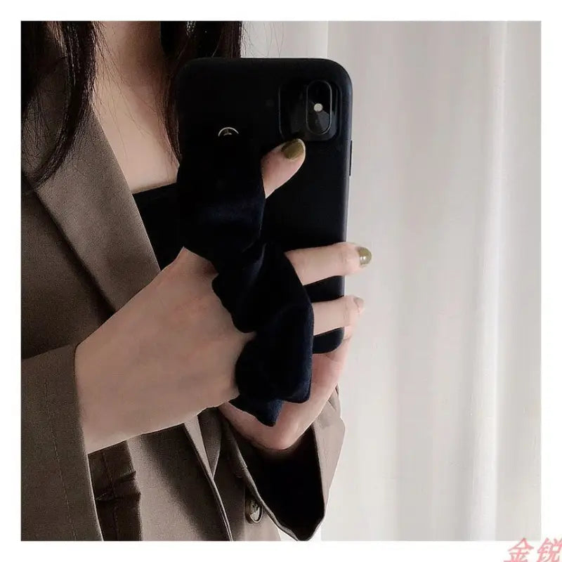 Shirred Fabric Hand Strap Phone Case - iPhone 13 Pro Max / 13 Pro / 13 / 13 mini / 12 Pro Max / 12 Pro / 12 / 12 mini / 11 Pro Max / 11 Pro / 11 / SE / XS Max / XS / XR / X / SE 2 / 8 / 8 Plus / 7 / 7 Plus  / 6 / 6 Plus-10