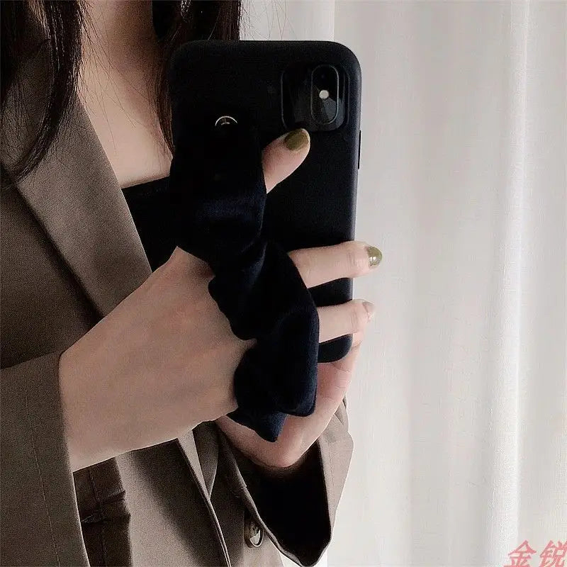 Shirred Fabric Hand Strap Phone Case - iPhone 13 Pro Max / 13 Pro / 13 / 13 mini / 12 Pro Max / 12 Pro / 12 / 12 mini / 11 Pro Max / 11 Pro / 11 / SE / XS Max / XS / XR / X / SE 2 / 8 / 8 Plus / 7 / 7 Plus  / 6 / 6 Plus-3